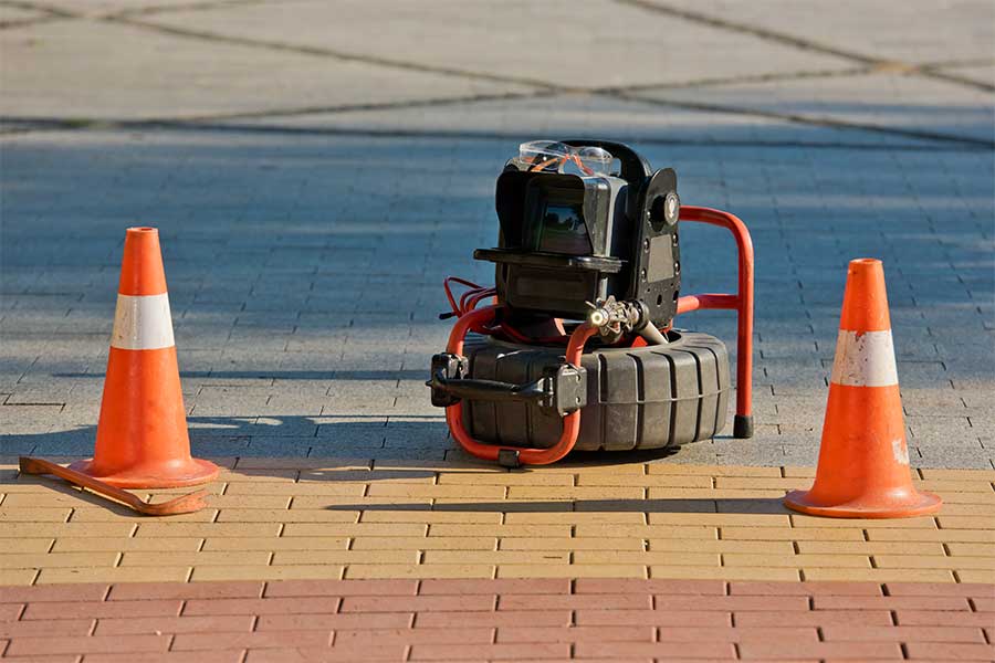 Sewer line inspection equipment set up in Mount Airy NC