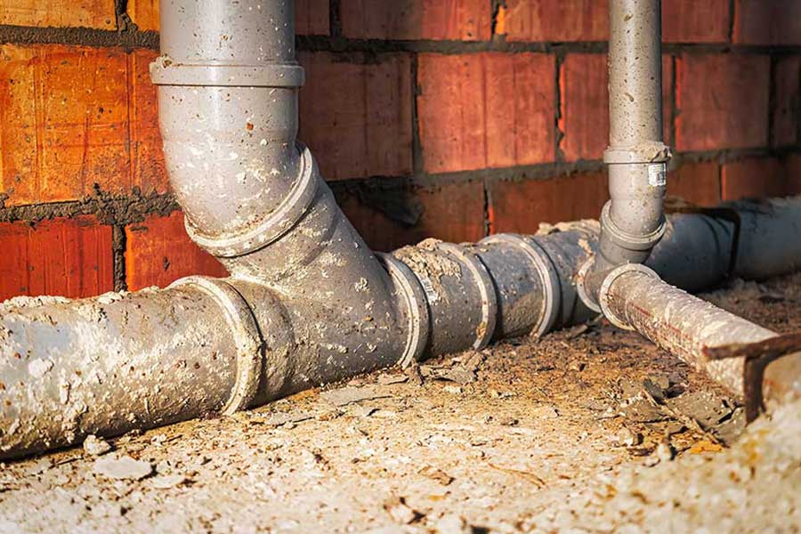 Residential sewer pipe repair with visible joint damage in Mount Airy NC